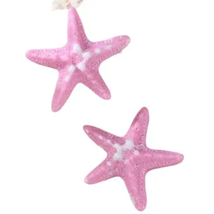 Pink starfish hair clip for summer beach vacation, cute ocean style duckbill hair accessory