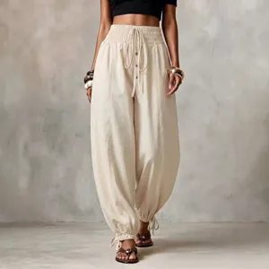 Damen Hohe Taille Kordelzug Pumphose Lässige Lose Jogger Hose Frühling Sommer Mode