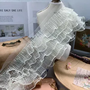 15cm 5-layer pleated mesh lace ruffle trim for princess skirt dress hem doll clothes decor