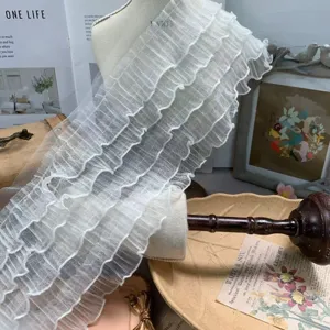 15cm 5-Layer Ruffled Mesh Lace Trim DIY Craft Sewing Apparel Decor White Fabric