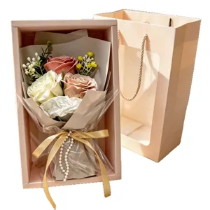 Handgemachte Seifenrosen Blumenstrauß Geschenkbox mit eleganter Verpackung, idealer Valentinstag.