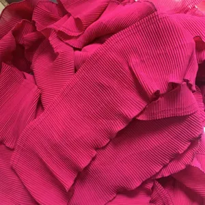 12cm wide magenta soft chiffon pleated lace trim for clothing curtain DIY sewing accessories