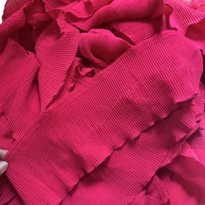 12cm pink pleated chiffon lace ruffle trim for clothing dress skirt curtain DIY sewing fabric