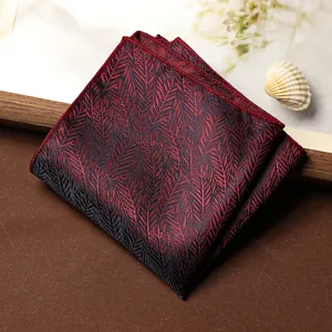 Uomo retro fazzoletto da taschino rosso nero foglia motivo matrimonio affari abito elegante