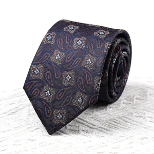 Klassische Paisley Muster Herren Krawatte in Braun und Blau für elegante Anlässe.