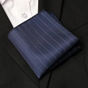 Men's suit pocket square dark blue pinstripe formal handkerchief fashion accessory square