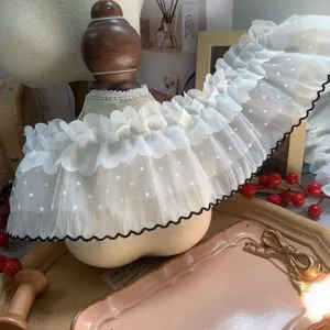 Broad Double Layer 3D Polka Dot Scalloped Edge Mesh Lace Trim Ribbon For Princess Dress Toy Doll Clothes DIY Sewing Decoration