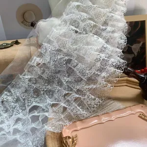 18cm wide 7-layer pleated white lace trim for princess skirt curtain diy sewing and crafts.