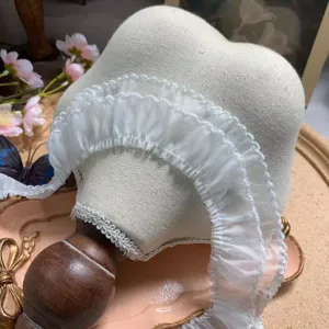 4cm white double layer organza lace trim for DIY lolita doll clothes cuffs collar
