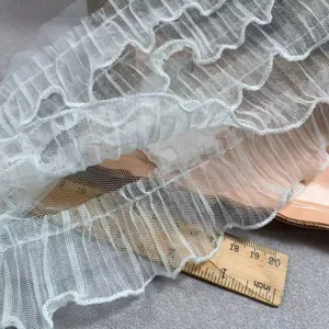 15cm wide 5-layer ruffled tulle lace trim fabric for dress doll clothes curtain decor