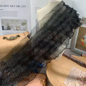 15cm wide 5-layer ruffled mesh lace trim, perfect for princess dress hem and doll decoration.