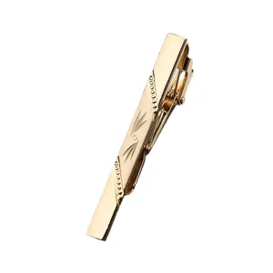 Vergoldete Herren Business Krawattenklammer mit elegantem gravierten Blattmuster Accessoire