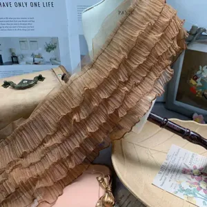 5-Layer Ruffled Mesh Lace Trim Detail, 15cm Wide Pleated Fabric for Dress Sewing and DIY Crafts.