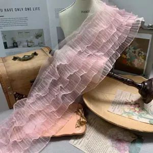 15cm wide 5-layer ruffled mesh lace trim for princess skirt hem and doll clothes decoration