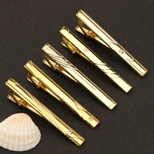Pisacorbata Dorado de Moda de Negocios para Hombre Minimalista Barra de Corbata de Metal Con Diamantes de Imitación Patrón Geométrico Accesorios de Traje Formal
