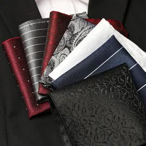 Men Business Polyester Pocket Square Formal Suit Handkerchief Floral Paisley Striped Jacquard Wedding Party Suit Accessories