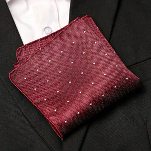 Men burgundy herringbone polka dot pocket square for formal suit suit jacket handkerchief details