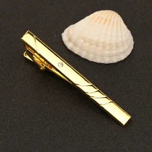 Elegante pisa cravatas dorado para hombres de negocios, pinza de corbata minimalista con cristal.