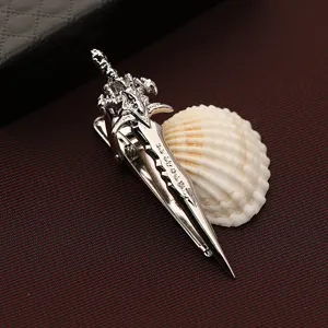 Fermacravatta a forma di spada argento per uomo, design pugnale unico accessorio da uomo.