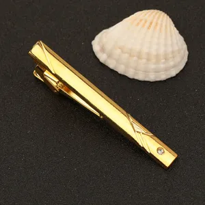 Pinza de corbata dorada para hombre negocios ropa formal alfiler metal con estrás accesorio