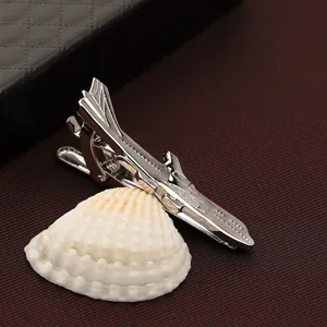 Fermacravatta aereo argentato da uomo per abito da affari regalo di nozze dettaglio.