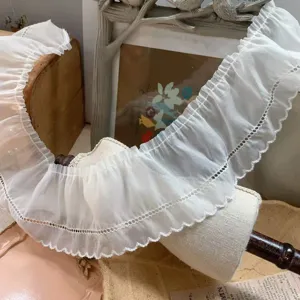 7cm Weißes Organza Spitzenband Rüschen Hohl Picot Kanten Band für DIY Nähen Kleidungsstücke