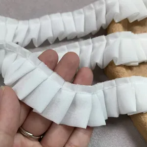 Weißer Chiffon-Spitzenbesatz 3cm doppelte Rüschen für Kragen Bündchen DIY Nähen Kleidung Dekor.