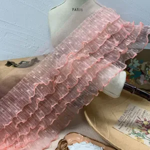 15cm 5-layer dotted mesh ruffle lace trim for princess dress doll clothes DIY decor