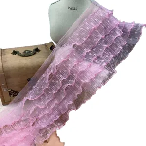 15cm 5-layer polka dot mesh ruffled lace trim for DIY princess dress doll clothes curtain decor