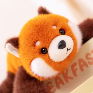 Cute red panda plush toy desktop companion soft stuffed animal doll wonderful gift for kids