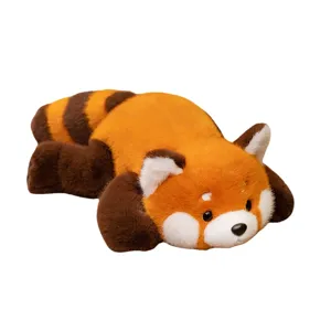 Cute Red Panda Plush Toy Soft Stuffed Animal Doll Lying Pillow Cute Kids Birthday Gift Decor