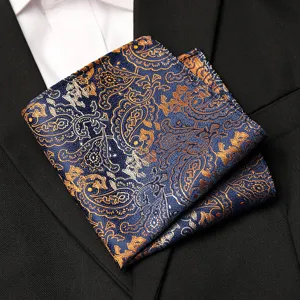 Men blue paisley pocket square suit handkerchief formal pocket accessory chest towel