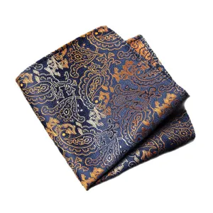 Men's blue paisley pocket square formal suit handkerchief stylish wedding tuxedo accessory