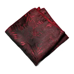 Taschino da uomo per giacca con motivo floreale rosso e nero stile vintage formale.