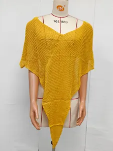 Mujer hueco punto triangulo chal capa cardigan irregular multi-uso top moda chic elegante