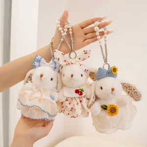 Cute Rabbit Plush Toy Pendant Lolita Doll Keychain Bag Hanging Ornament Cartoon Animal Stuffed Toy