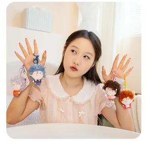Cute afro girl plush doll keychain, fluffy cotton doll pendant bag charm for cute gifts.