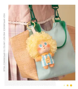 Cute afro girl plush doll keychain fluffy toy pendant bag charm aesthetic cute accessory