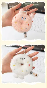 Plush donut keychain cute animal plushie bag pendant fluffy toy accessory soft key ring