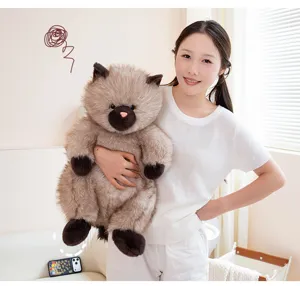 Fluffy plush cat toy simulation kitten doll cute shaggy stuffed animal pillow birthday gift