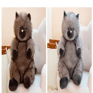 Fluffy cat plush toy cute simulation kitten pillow soft doll gift for kids and home decor.