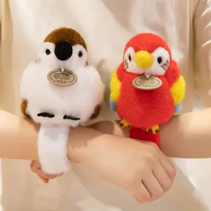 Cute sparrow parrot plush slap bracelets magnetic shoulder bird wrist band soft toy gifts