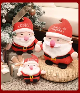 Peluche de Noël jolie poupée Père Noël décoration de fête de vacances cadeau doux.