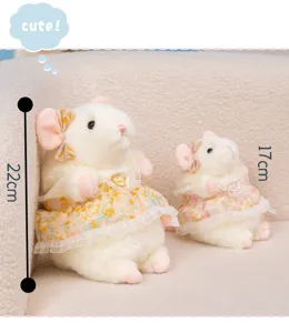 Bonito peluche de rata con vestido floral muñeca de ratón suave regalo ideal para niños