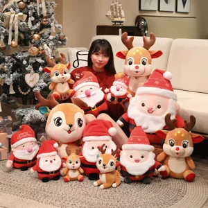 Noël Père Noël Renne Peluche Festif Doudou Doux Poupée Cadeau de Fête Maison Bureau Décor Enfants Fête Fournitures
