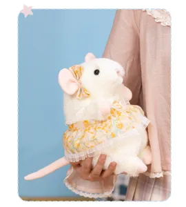 Lindo peluche de ratón con vestido floral, suave muñeco de peluche regalo para niños.