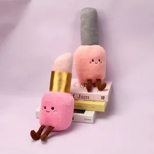 Cute lipstick and nail polish plush toy, creative stuffed doll gift for girls and kids.