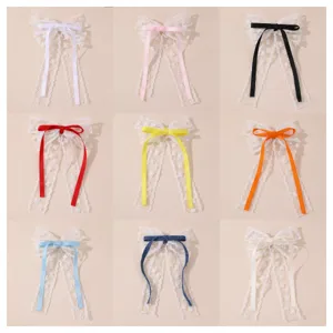 Süßer Ballet-Stil Spitzenschleife Schleife Haarspange Süß Stoff Entenschnabel-Clip Seitenknall Clip Haarschmuck Für Damen
