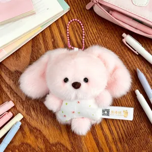 Grazioso portachiavi in peluche rosa, ciondolo coniglietto soffice, decorazione borsa dolce.