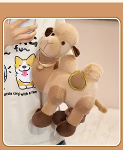 Lindo peluche de camello del desierto muñeco de simulación suave con collar de campana regalo